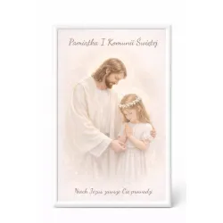 Plakat „Pamiątka I Komunii Świętej” – Jezus z dziewczynką