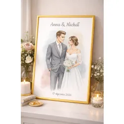 Personalizowany plakat ślubny – Para Młoda (akwarela)