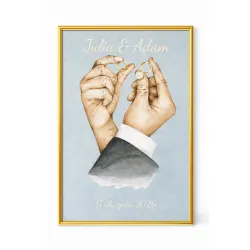 Personalizowany plakat ślubny – obrączki w dłoniach