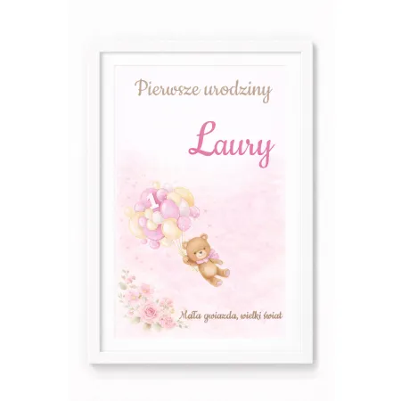 Personalizowany plakat – Pierwsze Urodziny (dziewczynka)